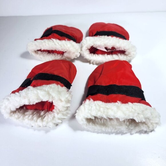 Fashion Pet Dog Rain Snow Boots Santa Paws Red with Faux Fur Trim Size Medium - Picture 4 of 6